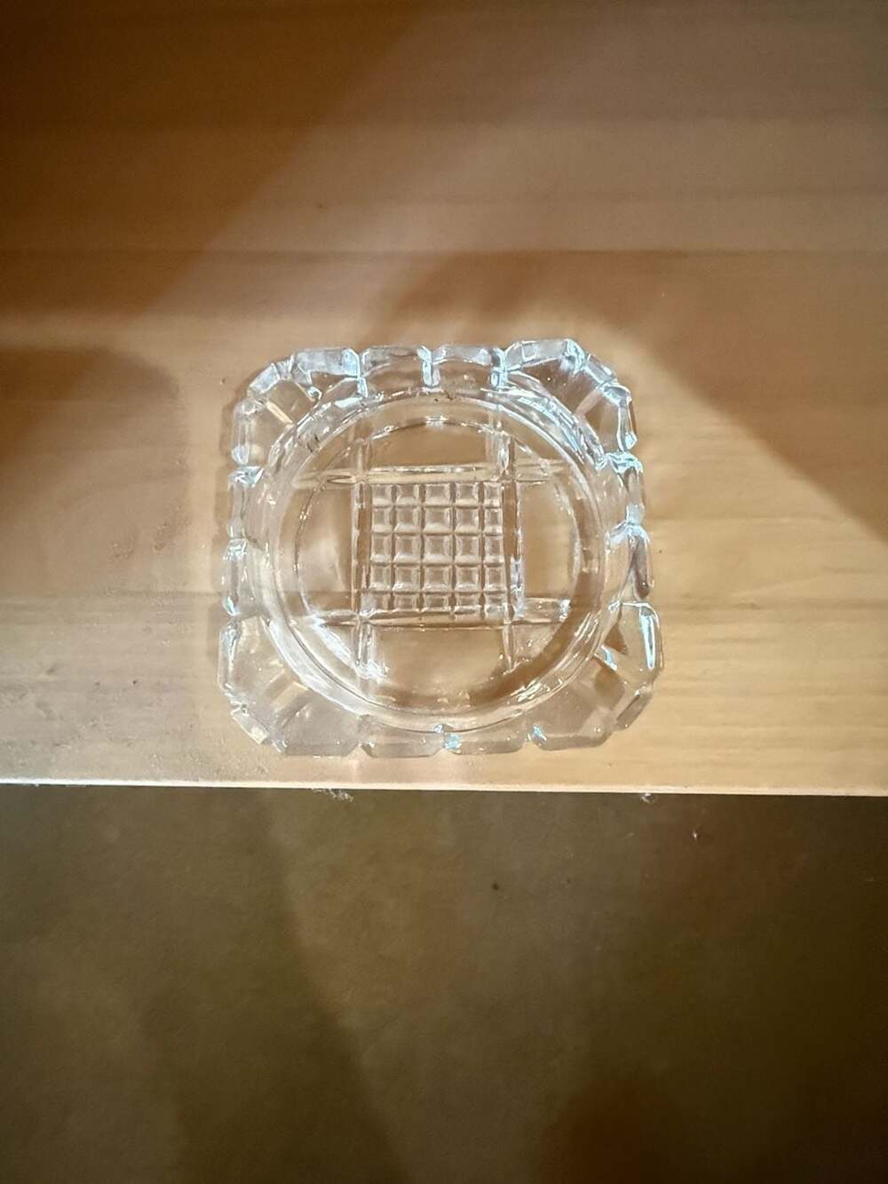 Vintage Hazel Atlas Clear Glass Square Checkerboard Ashtray